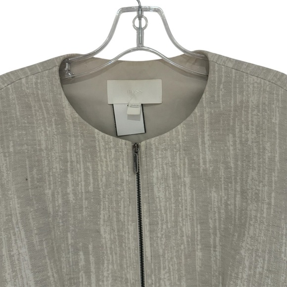 HUGO BOSS - Women’s - Kamea Collarless Zip Up Blazer - Grey/White - Size 10 - Picture 4 of 8
